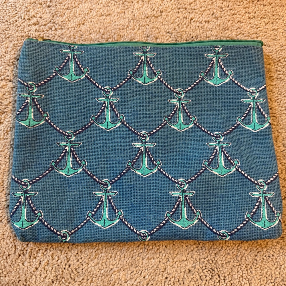 Mud Pie Teal and Blue Nautical Pouch